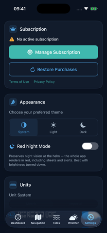 Yarely settings screen